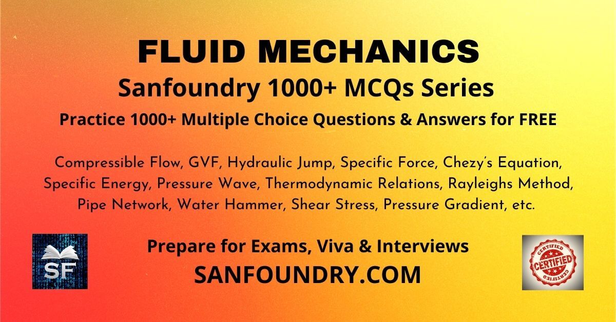 Fluid Mechanics Questions And Answers - Sanfoundry